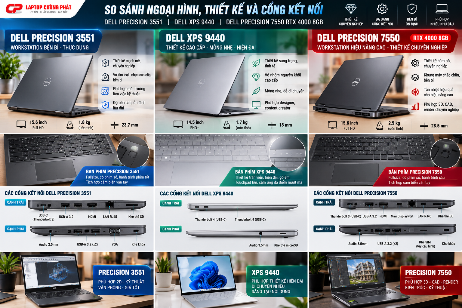 Dell precision 7550 rtx 4050 chuyên thiết kế đồ họa